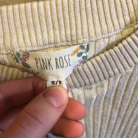 Pink rose ribbed top - Picture 3 of 3